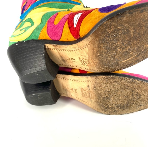 Zalo Vintage Colourful Western Cowboy Boots Size 5.5 - Picture 6 of 6